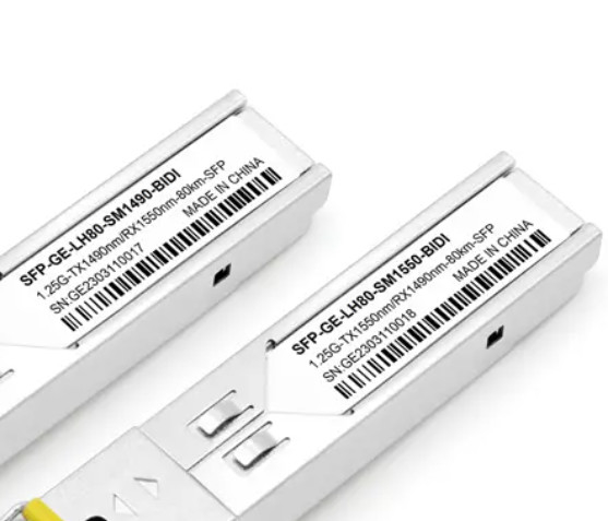 1.25G 80km SFP Fiber Optik Alıcı-Verici 1490/1550nm SC Konektörü BIDI OEM Üreticisi