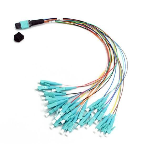 OM3 24 Çekirdekli MM Fiber Optik MPO, 0.9mm MPO - LC Fiber Kablo