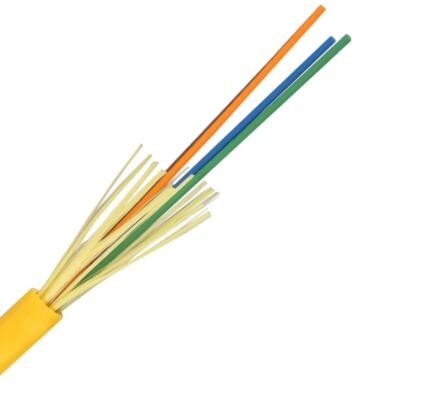 Sarı Fiber Optik Kablo 14 Çekirdekli sıkı tampon veya gevşek tüplü iç mekan kablosu GJFJV-14B1 9/125