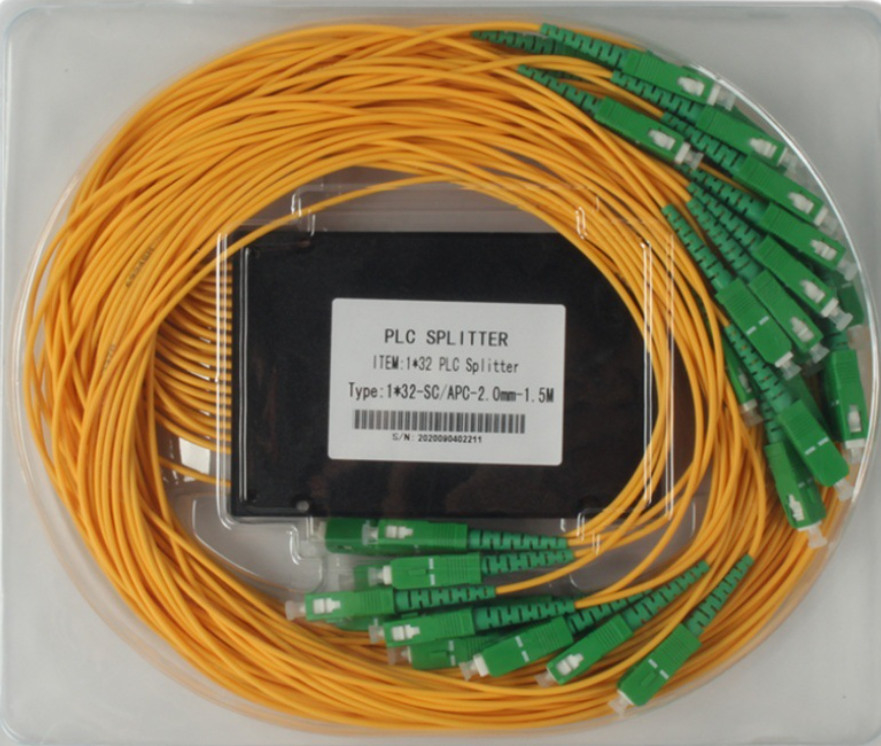 2.0MM Pigtailler için SC APC 1x32 Splitter Optik Fiber 1260nm - 1650nm Çalışma Uzunluğu